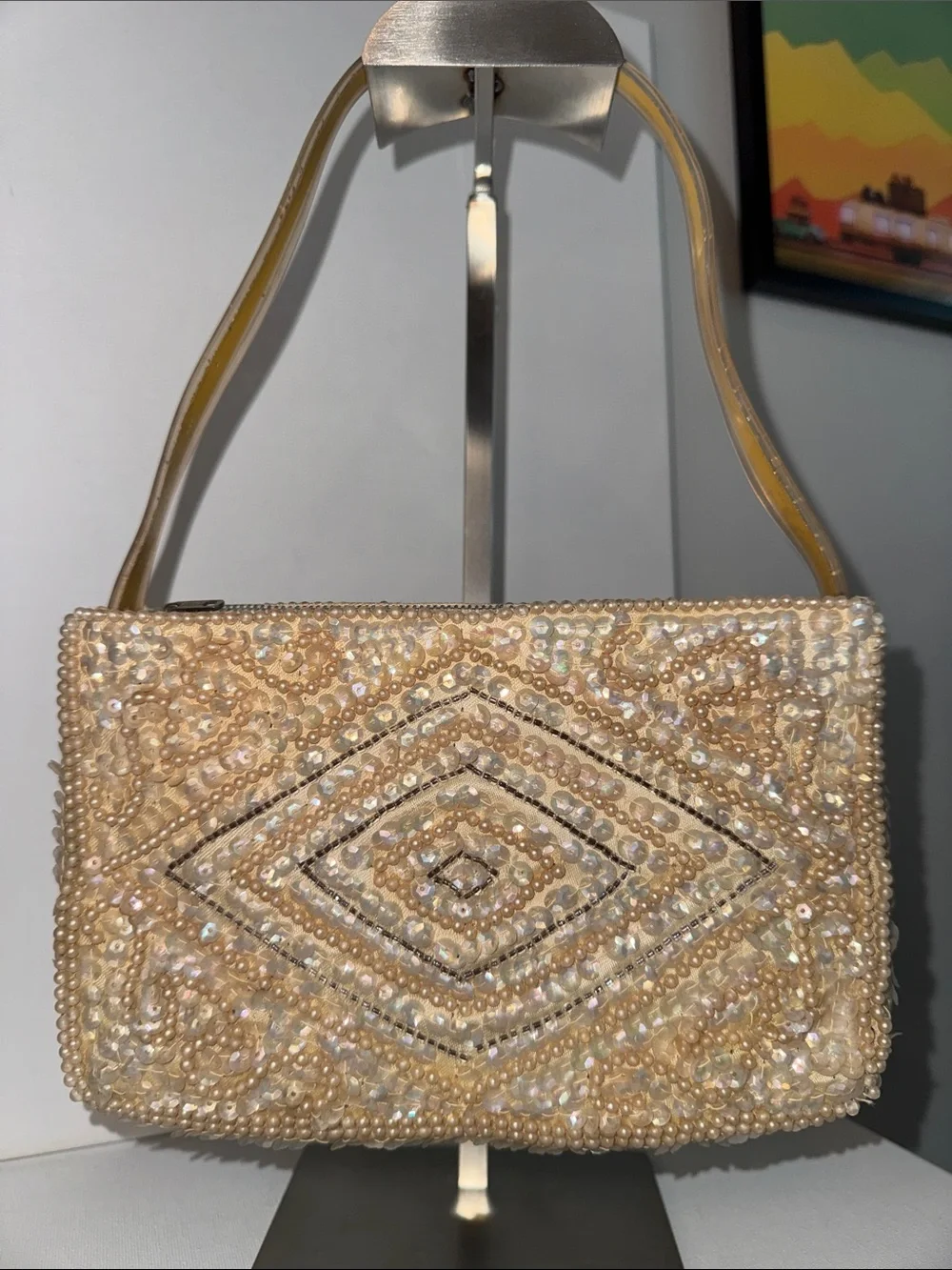 Vintage David's Import Beaded & Sequined Evening Clutch